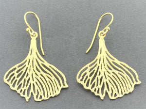 Ginkgo leaf earring - 22 Kt gold over silver - Makers & Providers
