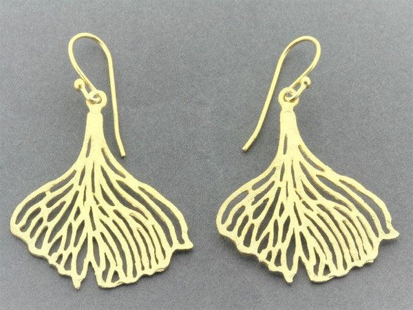 Ginkgo leaf earring - 22 Kt gold over silver