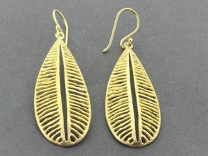 long seedpod earring - 22 Kt gold over silver - Makers & Providers