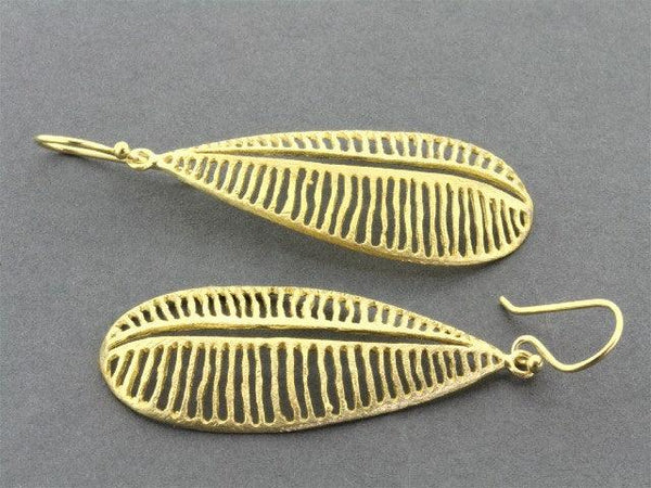 long seedpod earring - 22 Kt gold over silver - Makers & Providers