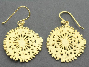 Flat coral disc earrings - 22 Kt gold over silver - Makers & Providers