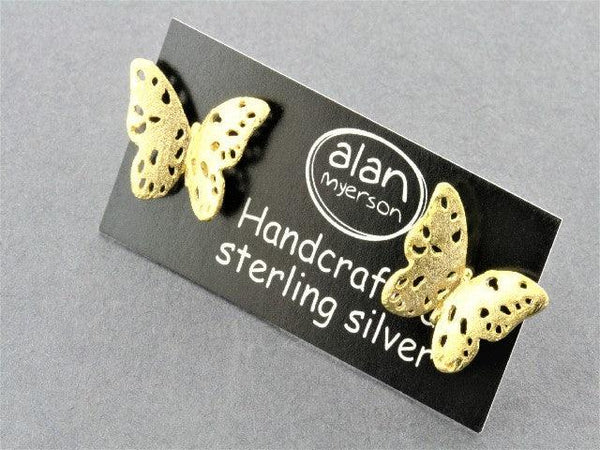 Apatura butterfly stud - 22 Kt gold over silver