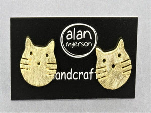 Cat face stud - 22 Kt gold over silver - Makers & Providers