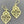 Load image into Gallery viewer, Beaded floral shield earring - 22 Kt gold over silver

