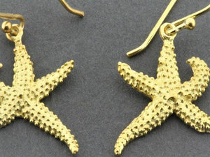 Starfish hook earring - 22 Kt gold over silver - Makers & Providers