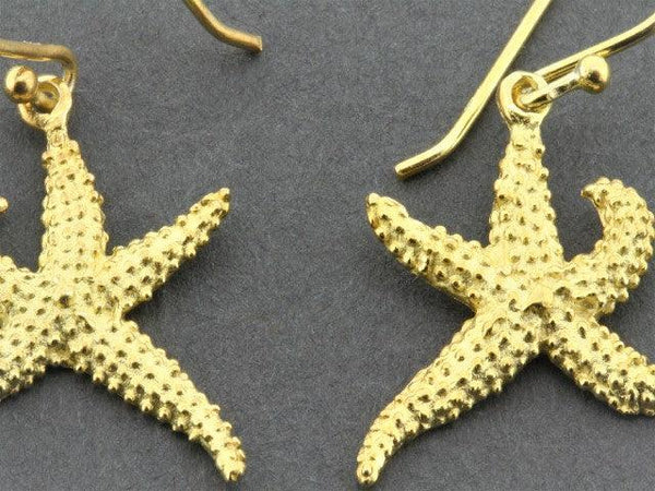 Starfish hook earring - 22 Kt gold over silver