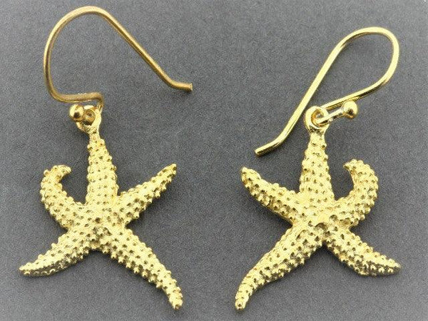 Starfish hook earring - 22 Kt gold over silver