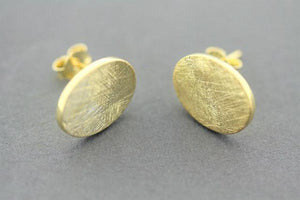 Scratched disc oval stud - 22Kt gold over silver - Makers & Providers