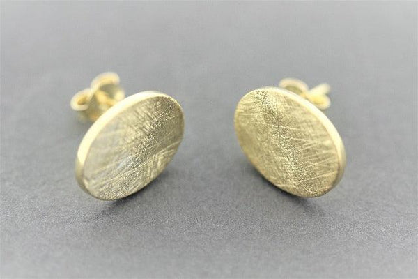 Scratched disc oval stud - 22Kt gold over silver - Makers & Providers