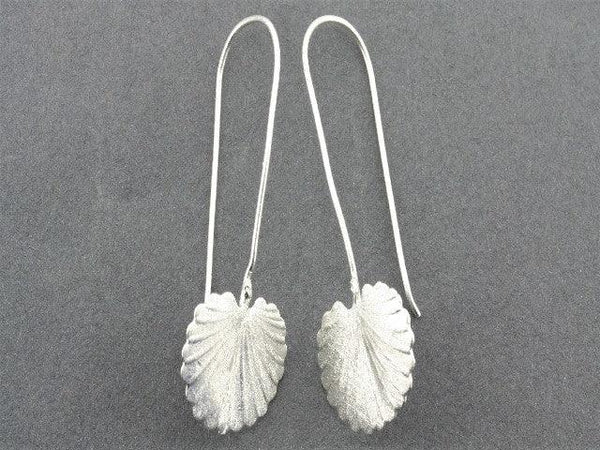 Long drop fan palm earring - sterling silver