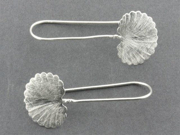 Long drop fan palm earring - sterling silver