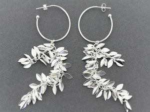2 Strand Multi Leaf Hoop Earrings in Sterling Silver - Makers & Providers