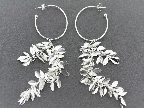 2 Strand Multi Leaf Hoop Earrings in Sterling Silver - Makers & Providers