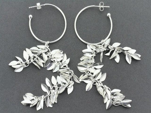 2 Strand Multi Leaf Hoop Earrings in Sterling Silver - Makers & Providers