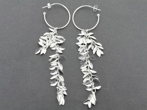 2 Strand Multi Leaf Hoop Earrings in Sterling Silver - Makers & Providers