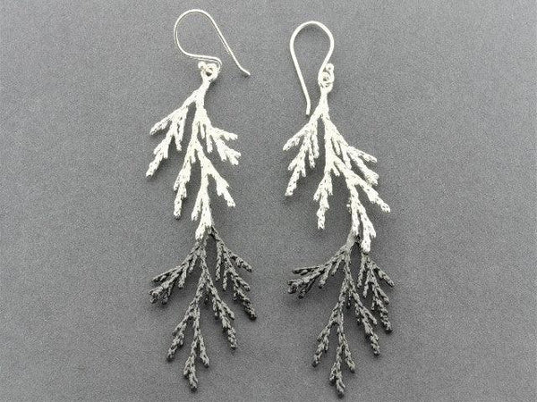 Lawson cypress earring - silver & oxidized