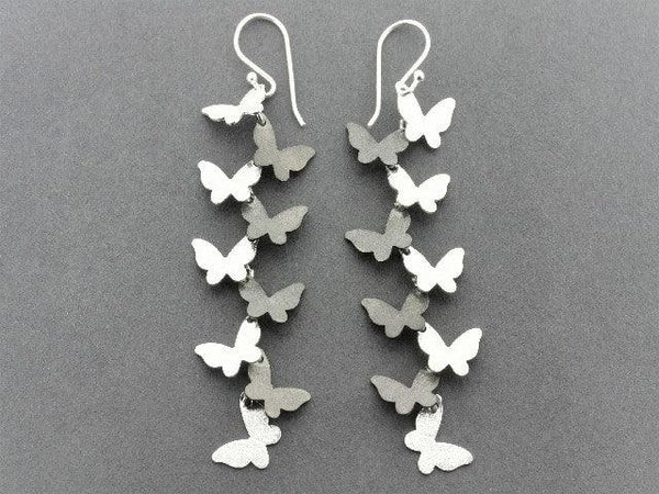 butterfly wishes drop earring - silver & oxidized