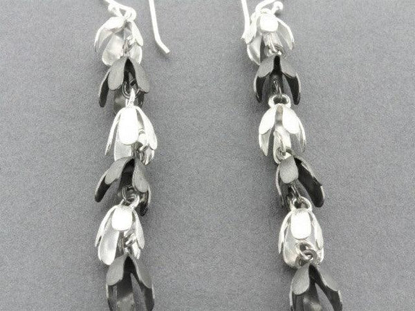 forget me not chain drop earring - silver & oxidized