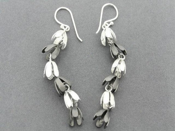 forget me not chain drop earring - silver & oxidized