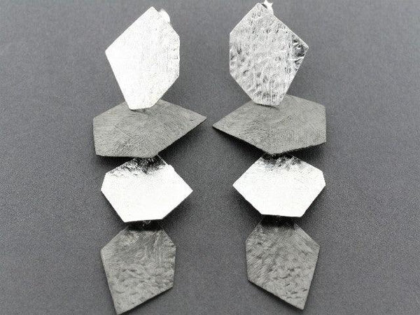 4 x shard earring - silver & oxidized