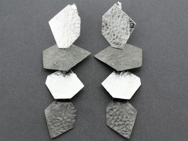 4 x shard earring - silver & oxidized