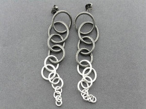 circular chain reaction earrings - silver & oxidized - Makers & Providers