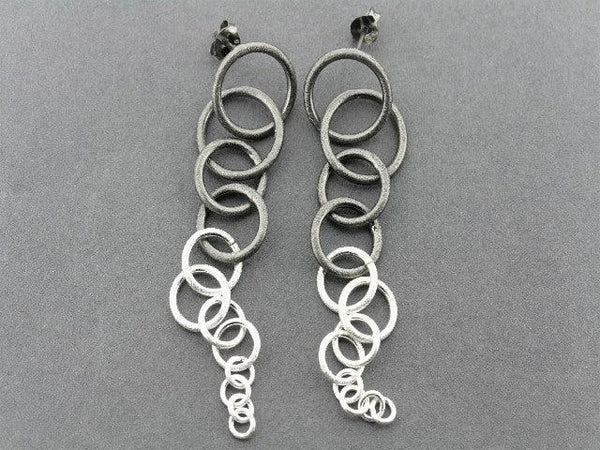 circular chain reaction earrings - silver & oxidized - Makers & Providers