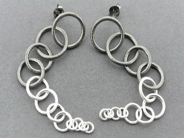 circular chain reaction earrings - silver & oxidized - Makers & Providers