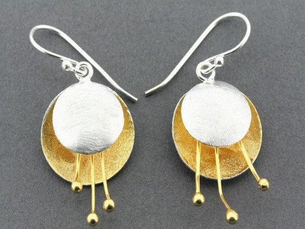 Fuchsia drop earring - 22 Kt gold over silver