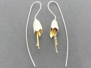 Angels trumpet flower earring - 22 Kt gold over silver - Makers & Providers