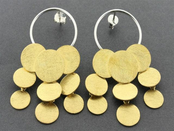 rain circle chandelier earring - 22 Kt gold on silver
