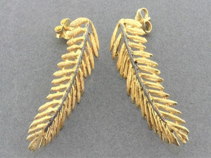 Cleopatra fern stud - 22 Kt gold & oxidized on silver - Makers & Providers