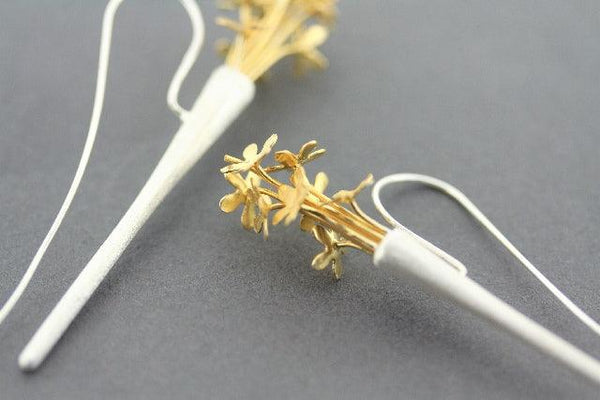 Ikebana earrings - - 22Kt gold over silver