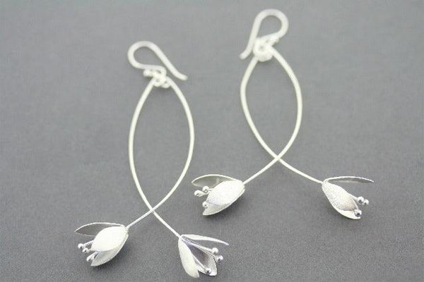 double blossom drop earring - sterling silver - Makers & Providers