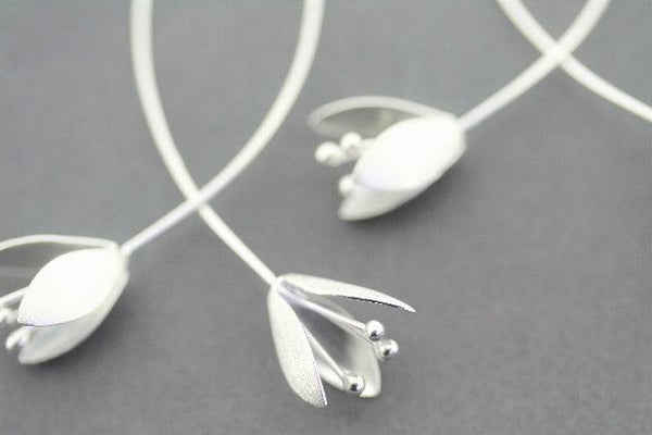 double blossom drop earring - sterling silver