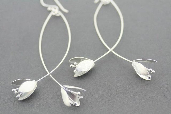double blossom drop earring - sterling silver