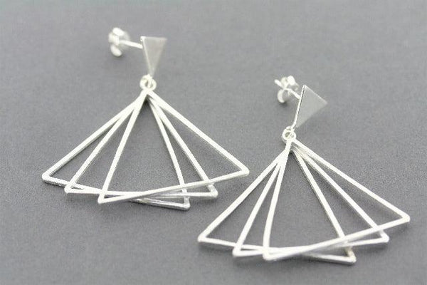 Multi triangle earring - silver