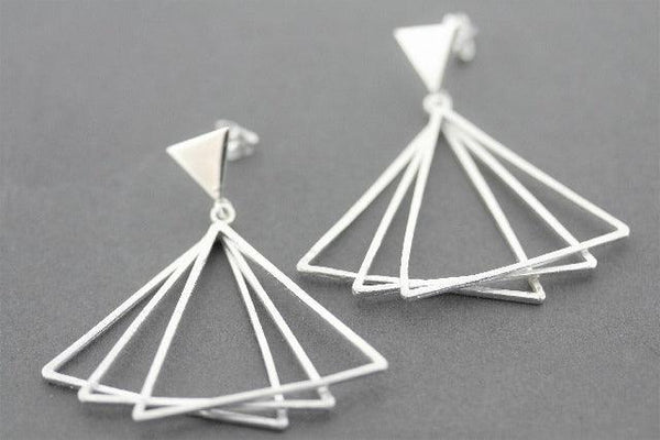 Multi triangle earring - silver