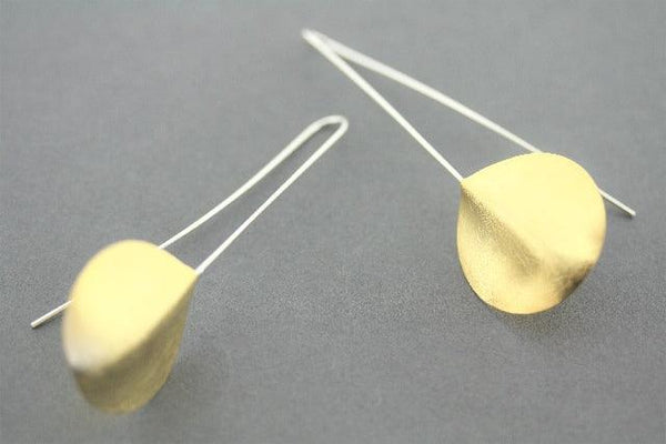 Long drop earring - 22Kt gold over silver - Makers & Providers