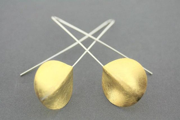 Long drop earring - 22Kt gold over silver