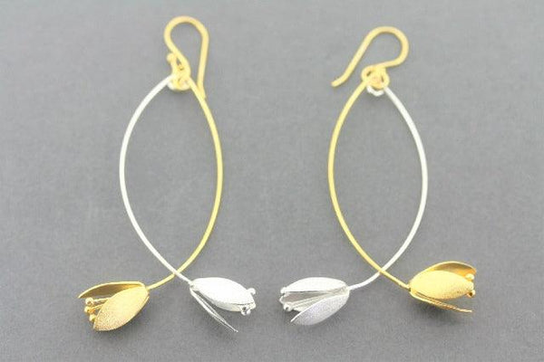 Double blossom drop earring - silver & gold - Makers & Providers