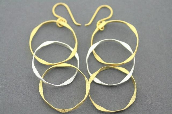 3 x organic drop earring - 22Kt gold on silver - Makers & Providers