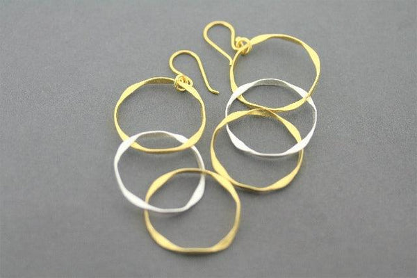 3 x organic drop earring - 22Kt gold on silver - Makers & Providers
