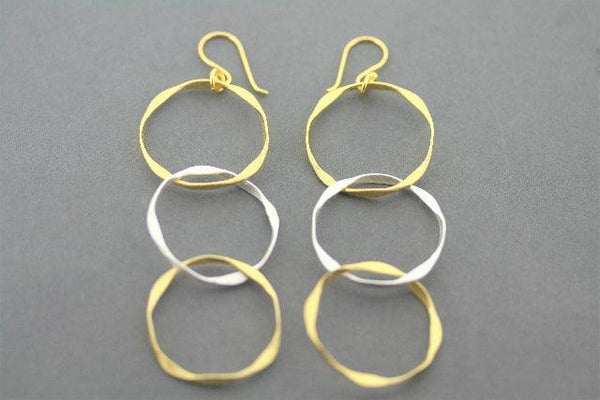 3 x organic drop earring - 22Kt gold on silver - Makers & Providers