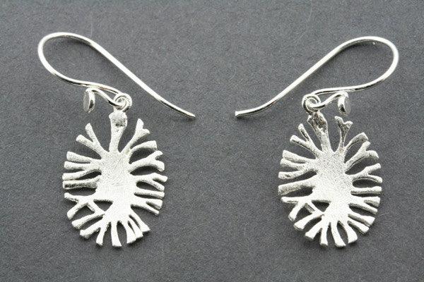 small oval coral earring - sterling silver