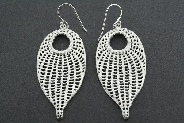 peacock feather earring - sterling silver