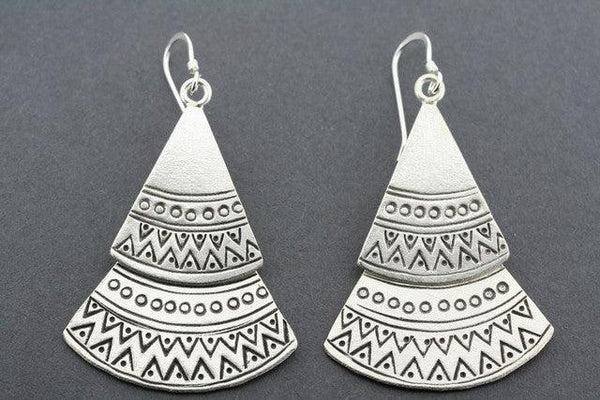Double etched earring - pure silver