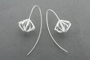 Multi diamond long hook earring - sterling silver - Makers & Providers