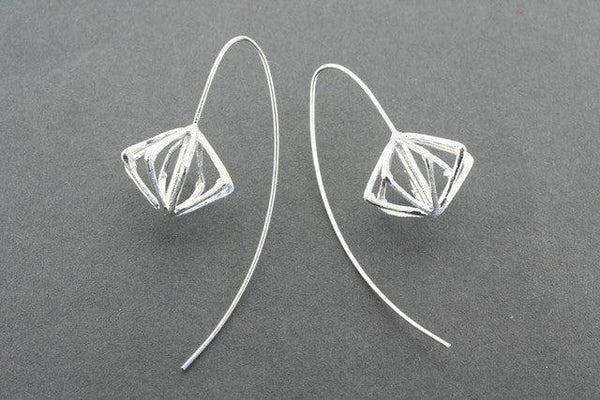 Multi diamond long hook earring - sterling silver - Makers & Providers