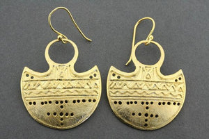 tribal shield earring - gold plated - Makers & Providers